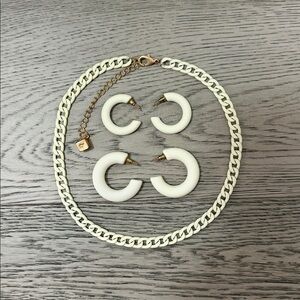 Thirty Years Tube Hoop Earrings and Cuban Link Chain Necklace - Puff